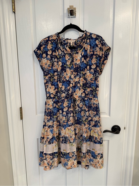 Rebecca Taylor Dresses & Skirts - Rebecca Taylor Navy Floral 100% Silk Short Sleeve Dress
